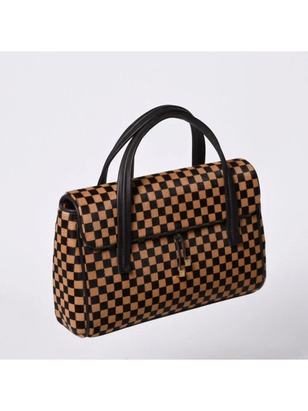Louis Vuitton Lion Handbag Brown Leather Damier Sauvage Gold